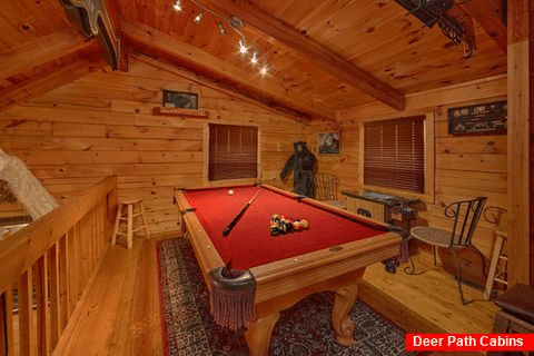 Loft Game Room with Pool Table - The Waterlog
